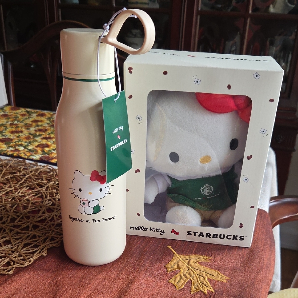 NWT Starbucks × Hello Kitty Water Bottle and Plush